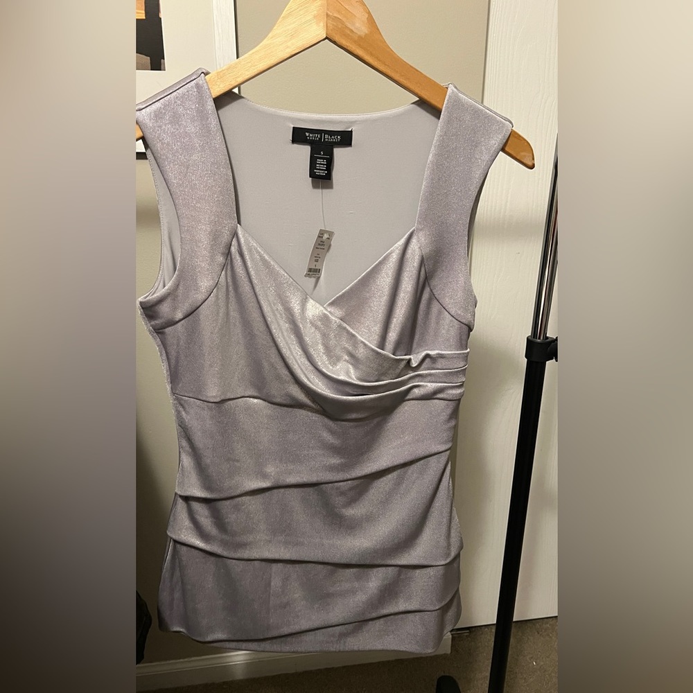 White House Black Market Shimmer Tiered Shell
